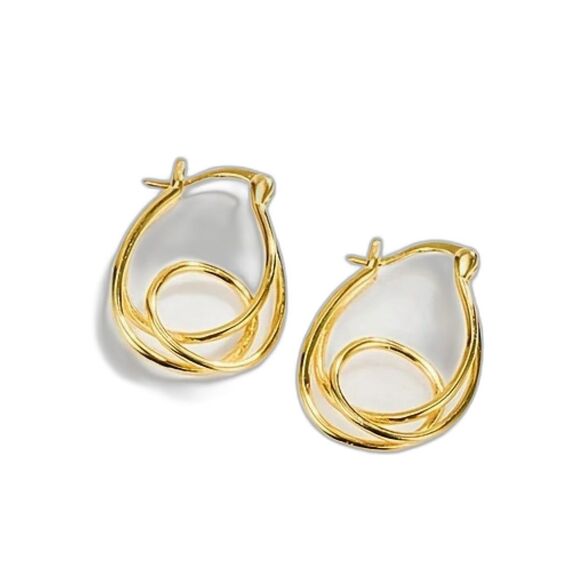 Gold Twist Knot Dangle Earrings Open Loop Twist Drop Hoop Fashion Jewelry New - Picture 2 of 4